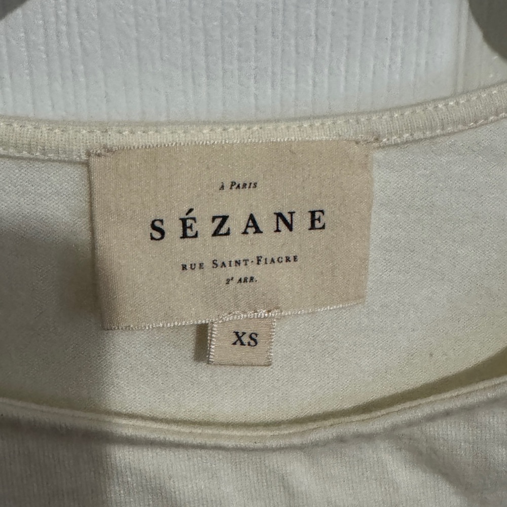 Sezane Cream and Navy Striped Long Sleeve Top - Picture 2 of 3